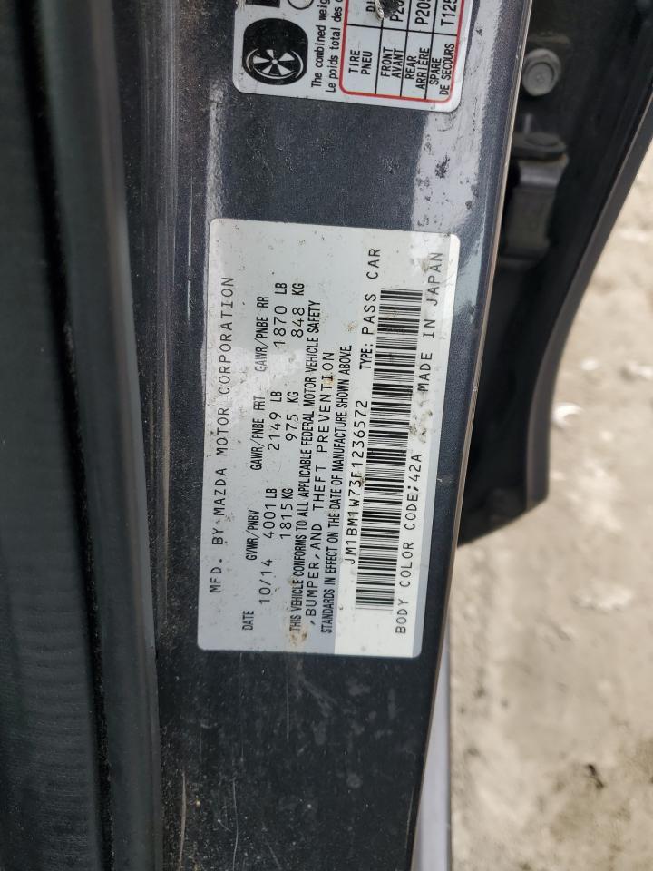 2015 Mazda 3 VIN JM1BM1W73F1236572 Copart auction photo, front end / side damage thumbnail 14