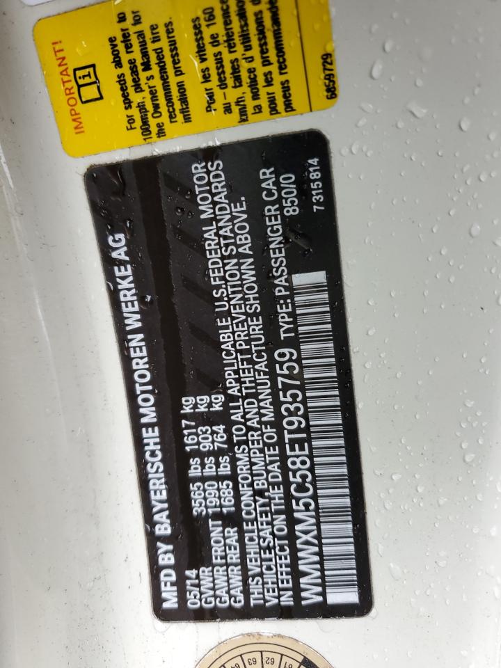 2014 MINI Cooper VIN WMWXM5C58ET935759 Copart auction photo, front end / side damage thumbnail 12