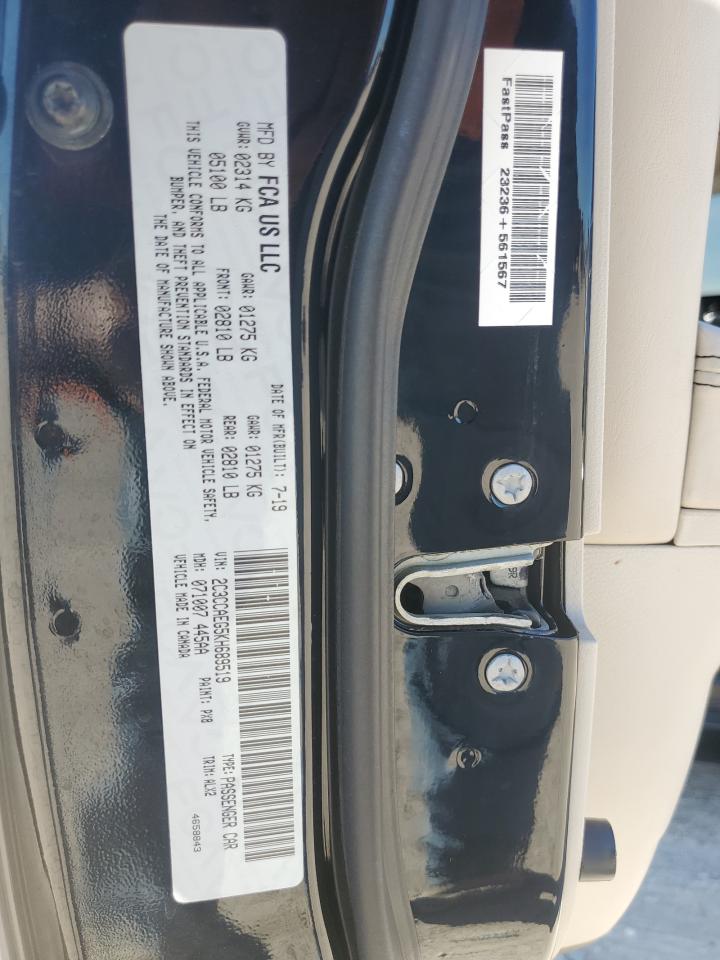 2019 Chrysler 300 VIN 2C3CCAEG5KH689519 Copart auction photo, front end damage thumbnail 12