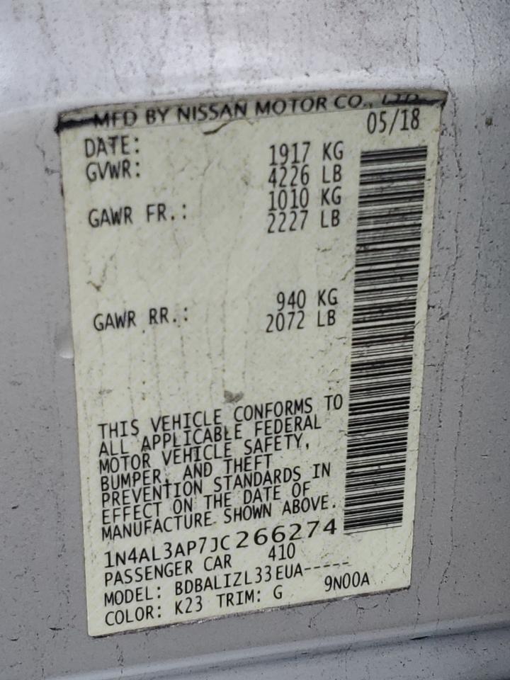 2018 Nissan Altima VIN 1N4AL3AP7JC266274 Copart auction photo, all over damage thumbnail 13