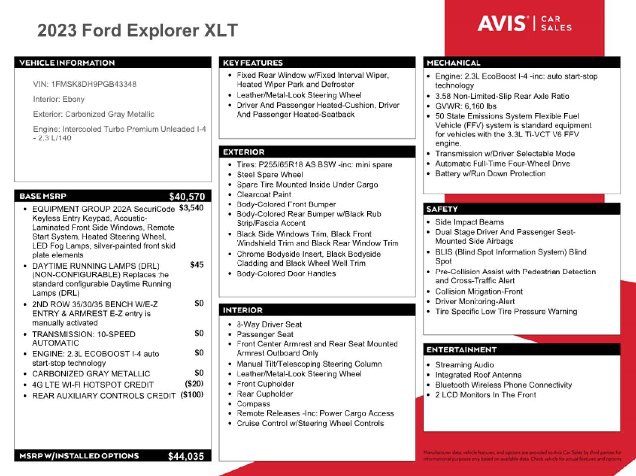 2023 Ford Explorer VIN 1FMSK8DH9PGB43348 Copart auction photo, biohazard/chemical / front end damage thumbnail 13