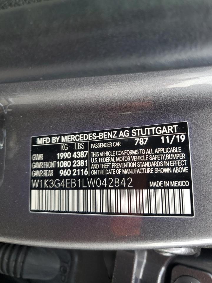 2020 Mercedes-Benz A-klasse VIN W1K3G4EB1LW042842 Copart auction photo, front end / undercarriage damage thumbnail 15