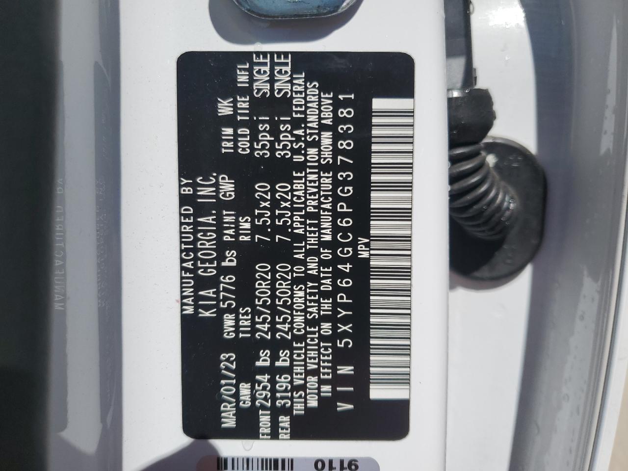 2023 KIA Telluride VIN 5XYP64GC6PG378381 Copart auction photo, front end damage thumbnail 14