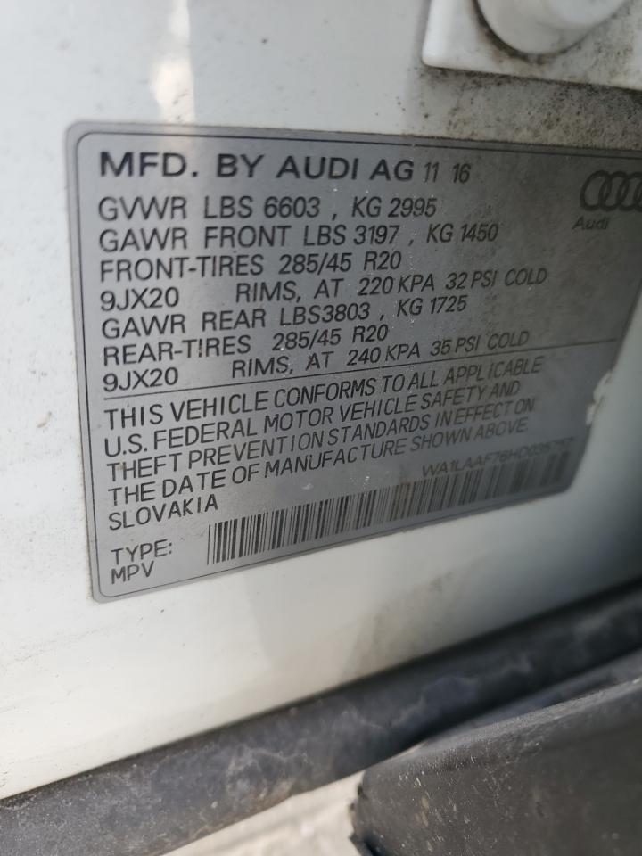 2017 Audi Q7 VIN WA1LAAF76HD035757 Copart auction photo, normal wear damage thumbnail 14
