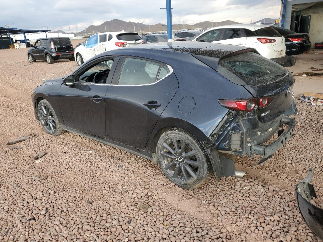 2021 Mazda 3 VIN JM1BPAKL3M1337134 Copart auction photo, rear end / side damage thumbnail 2