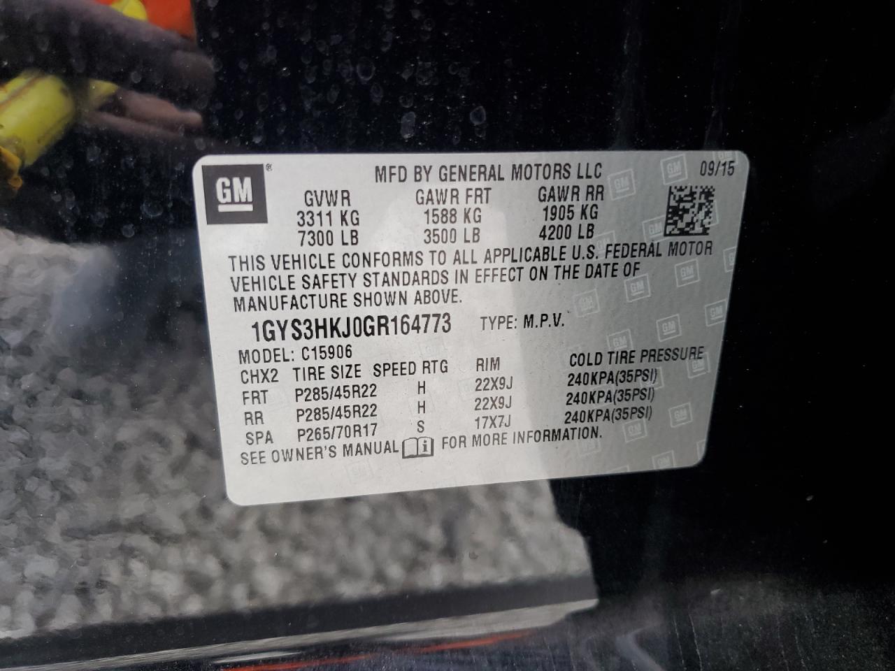 2016 Cadillac Escalade VIN 1GYS3HKJ0GR164773 Copart auction photo, minor dent/scratches damage thumbnail 13