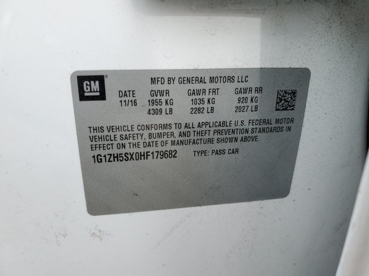 2017 Chevrolet Malibu VIN 1G1ZH5SX0HF179682 Copart auction photo, front end damage thumbnail 13