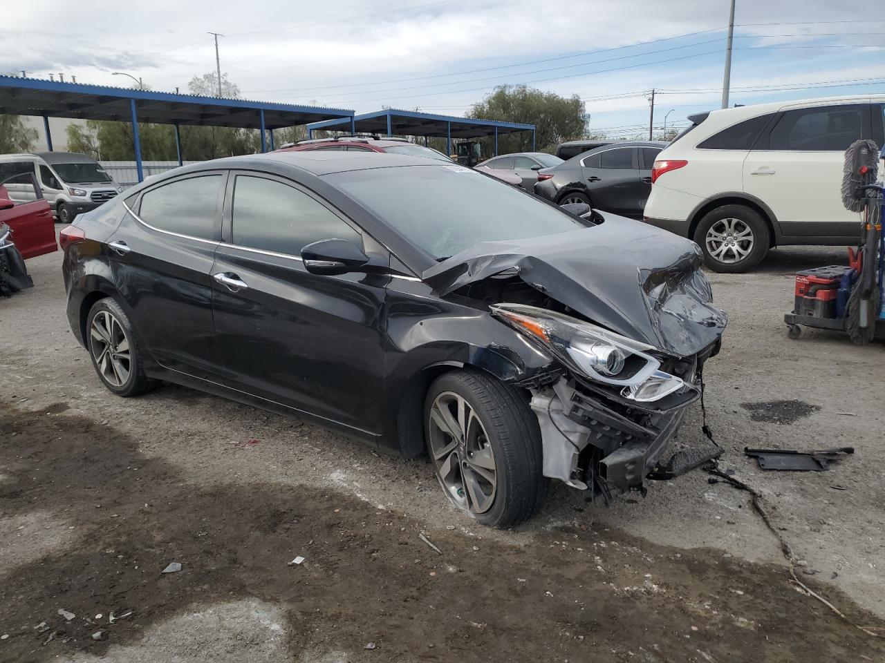 2016 Hyundai Elantra VIN KMHDH4AEXGU626441 Copart auction photo, front end / side damage thumbnail 4