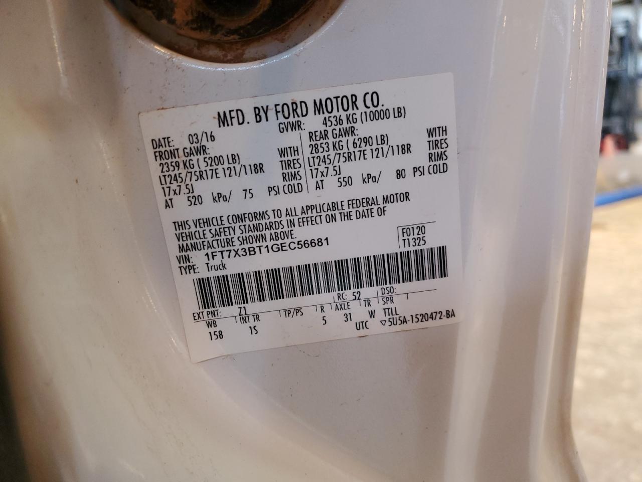 2016 Ford F350 VIN 1FT7X3BT1GEC56681 Copart auction photo, side / minor dent/scratches damage thumbnail 13