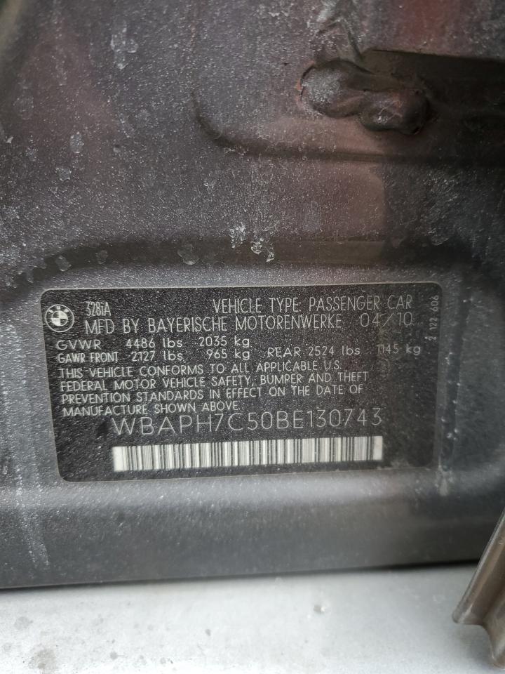 2011 BMW 3er VIN WBAPH7C50BE130743 Copart auction photo, front end damage thumbnail 12