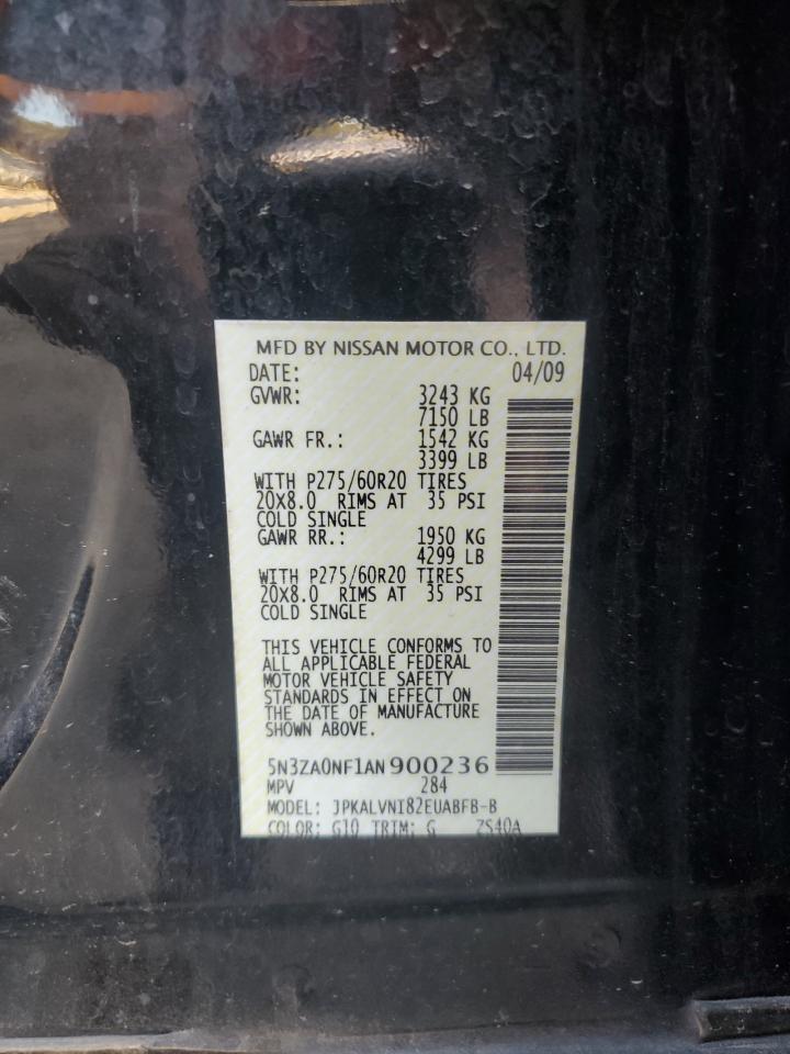 2010 Infiniti QX56 VIN 5N3ZA0NF1AN900236 Copart auction photo, water/flood / mechanical damage thumbnail 13