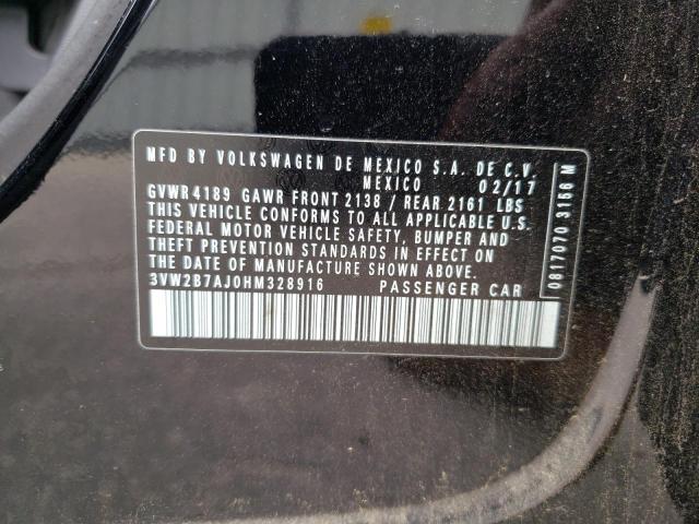 2017 Volkswagen Jetta VIN 3VW2B7AJ0HM328916 Copart auction photo, undercarriage / side damage thumbnail 12