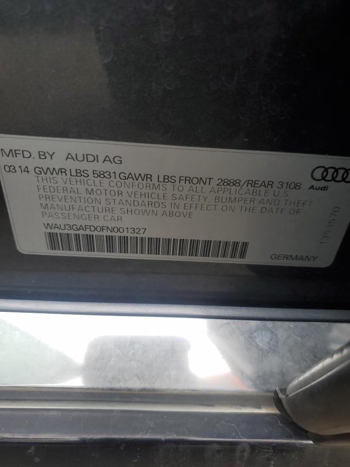 2015 Audi A8 VIN WAU3GAFD0FN001327 Copart auction photo, front end damage thumbnail 14