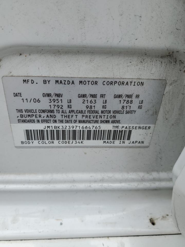 2007 Mazda 3 VIN JM1BK323971664765 Copart auction photo, front end damage thumbnail 15
