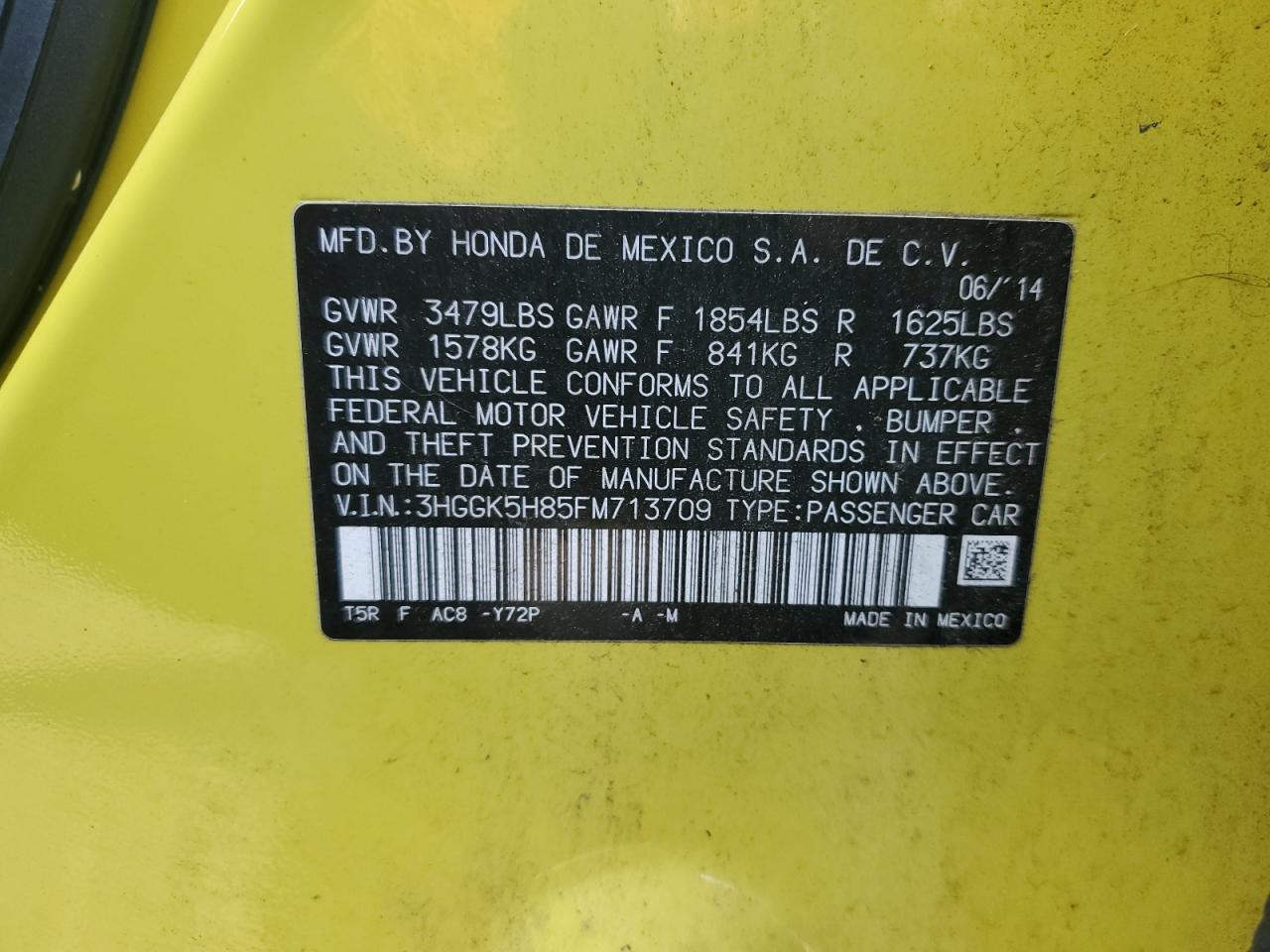2015 Honda Fit VIN 3HGGK5H85FM713709 Copart auction photo, front end / minor dent/scratches damage thumbnail 13