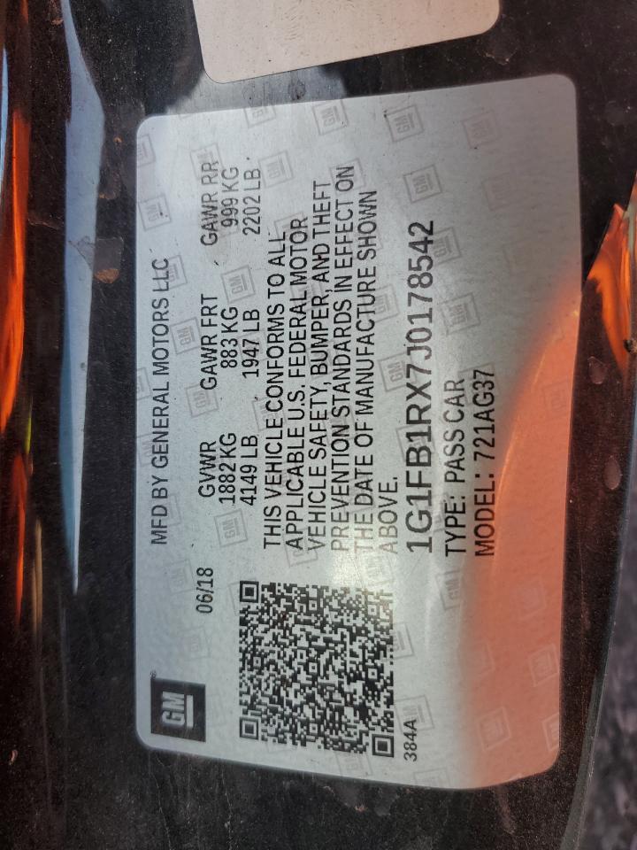 2018 Chevrolet Camaro VIN 1G1FB1RX7J0178542 Copart auction photo, side / minor dent/scratches damage thumbnail 14