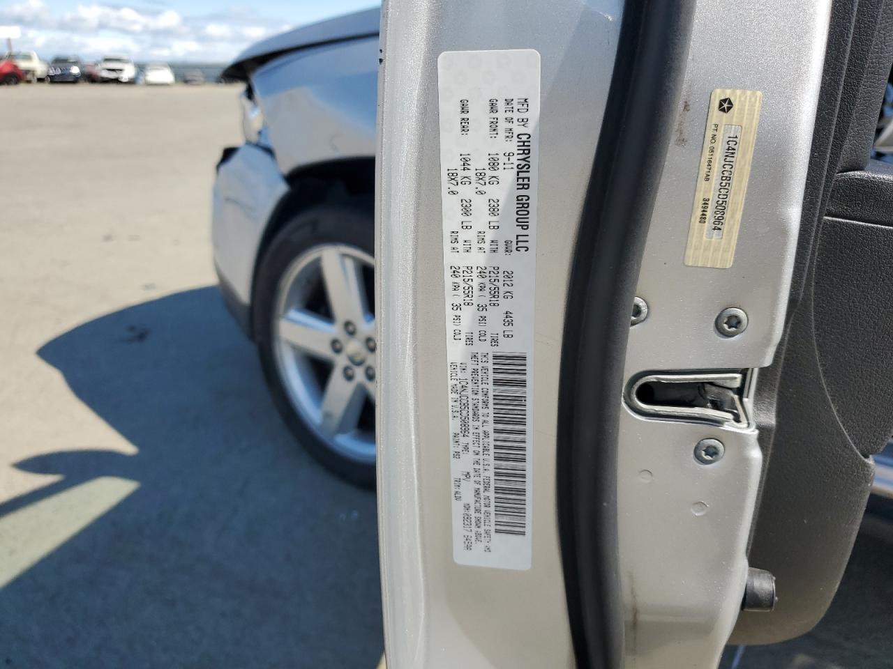 2012 Jeep Compass VIN 1C4NJCCB5CD508964 Copart auction photo, front end damage thumbnail 14