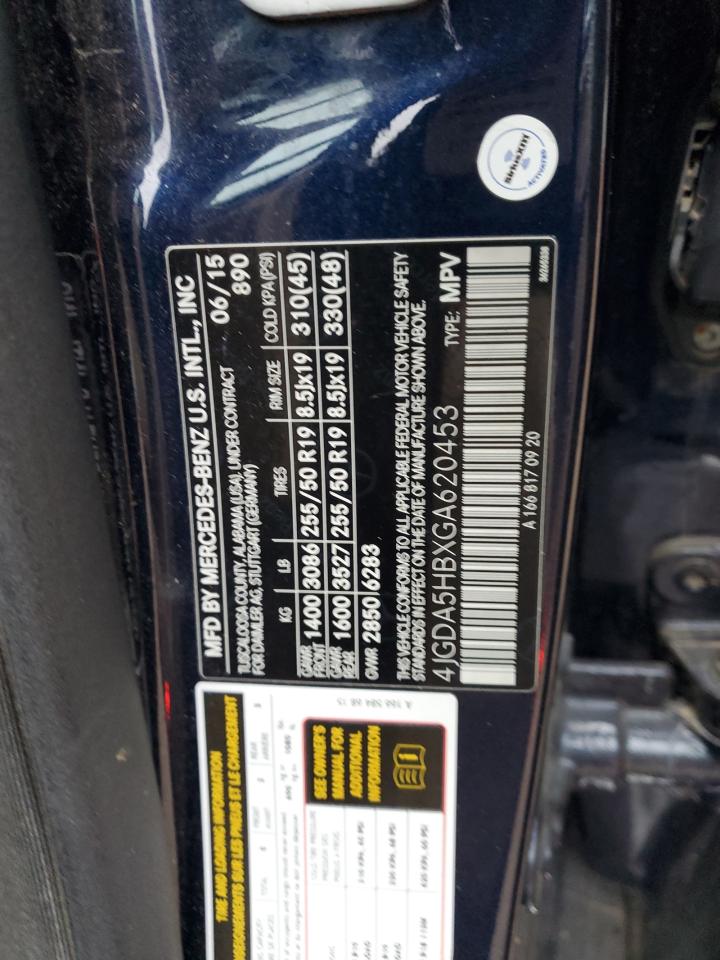 2016 Mercedes-Benz GLE VIN 4JGDA5HBXGA620453 Copart auction photo, front end damage thumbnail 13