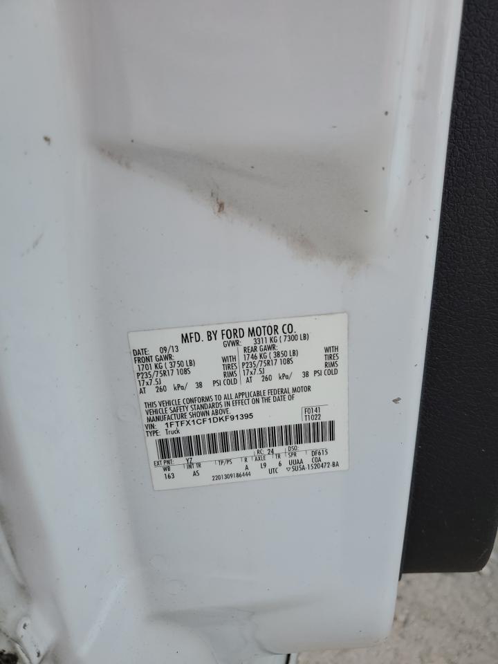 2013 Ford F-150 VIN 1FTFX1CF1DKF91395 Copart auction photo, water/flood damage thumbnail 13