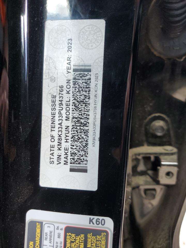 2023 Hyundai Kona VIN KM8K33A33PU943766 Copart auction photo, rear end / replaced vin damage thumbnail 14
