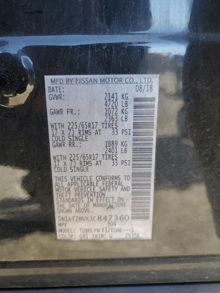 2018 Nissan Rogue VIN 5N1AT2MVXJC847360 Copart auction photo, front end / minor dent/scratches damage thumbnail 13