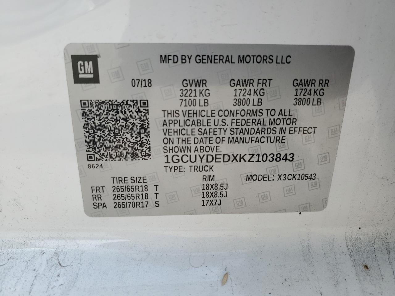 2019 Chevrolet Silverado VIN 1GCUYDEDXKZ103843 Copart auction photo, front end damage thumbnail 14