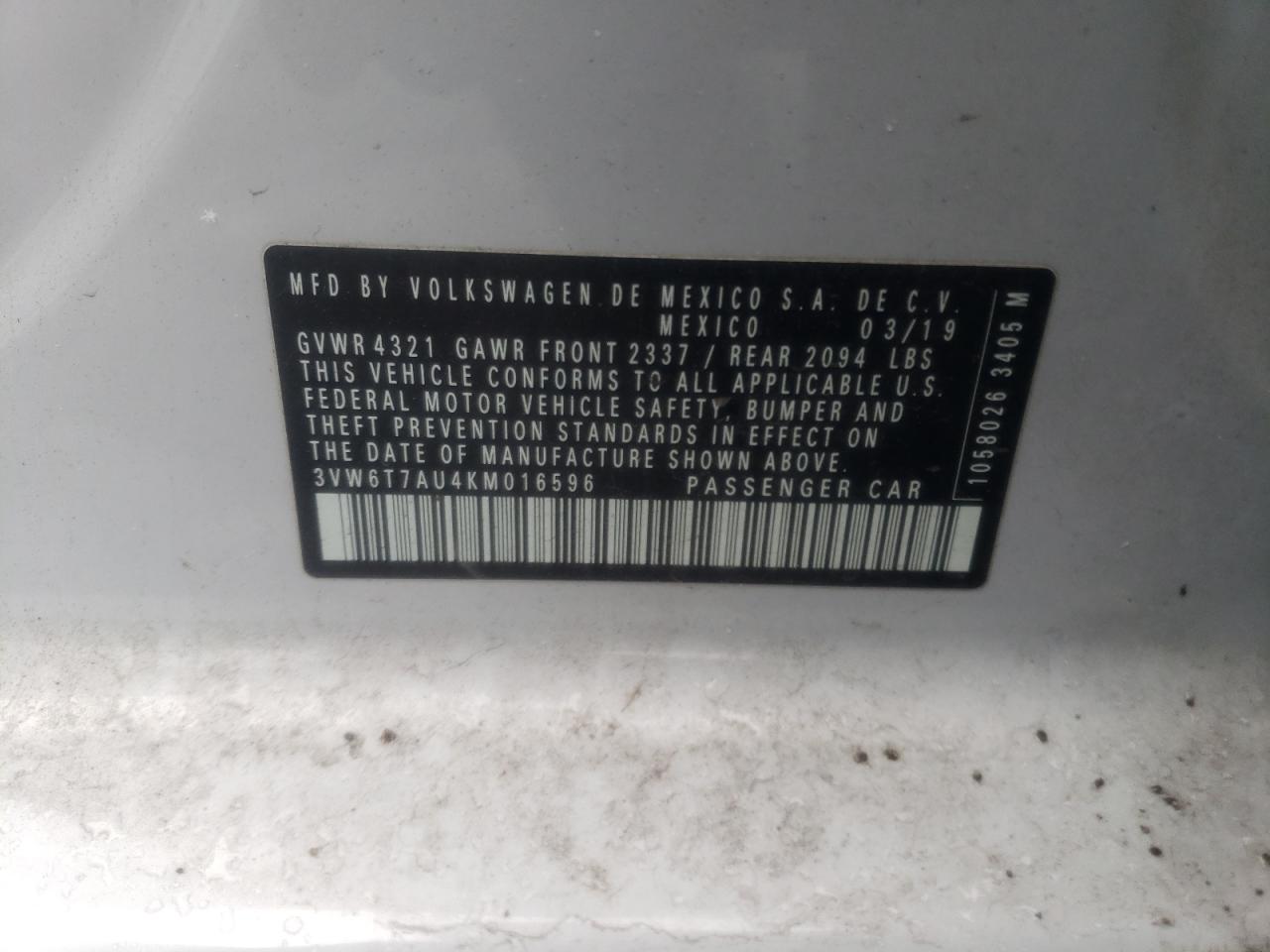 2019 Volkswagen GTI VIN 3VW6T7AU4KM016596 Copart auction photo, front end / minor dent/scratches damage thumbnail 14
