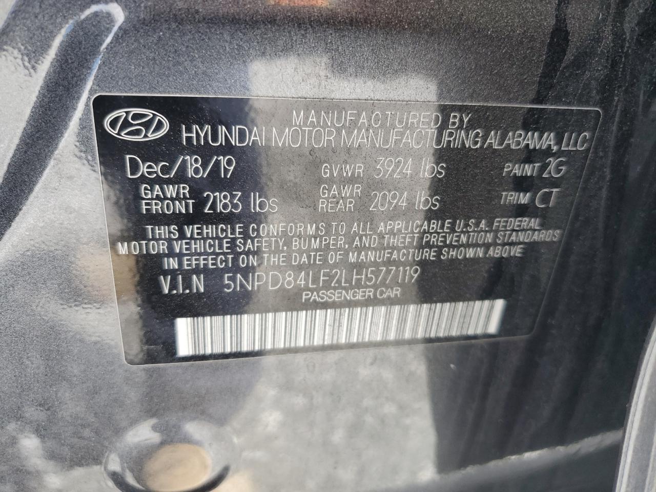 2020 Hyundai Elantra VIN 5NPD84LF2LH577119 Copart auction photo, front end damage thumbnail 13
