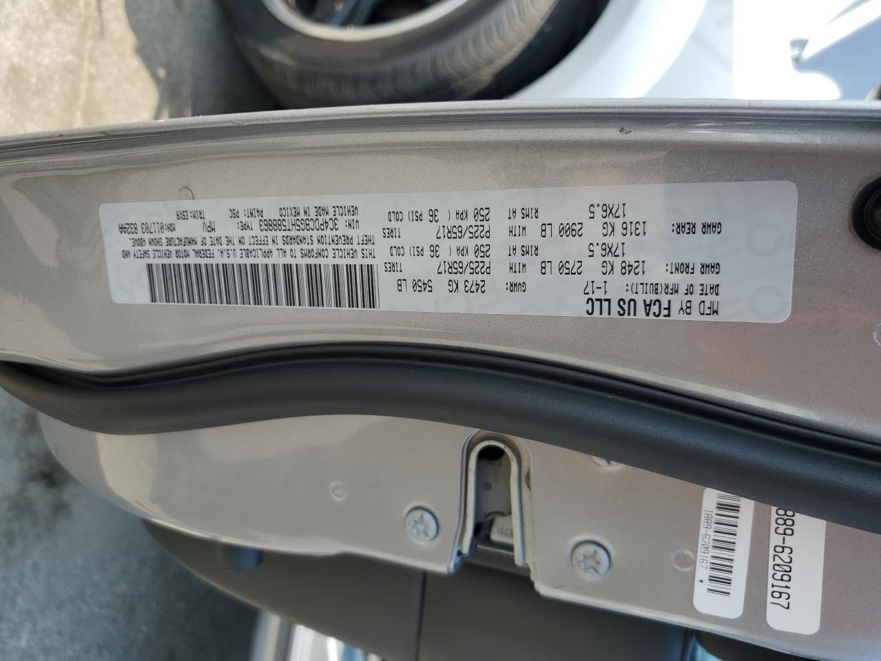 2017 Dodge Journey VIN 3C4PDCBG5HT588863 Copart auction photo, rear end / side damage thumbnail 13