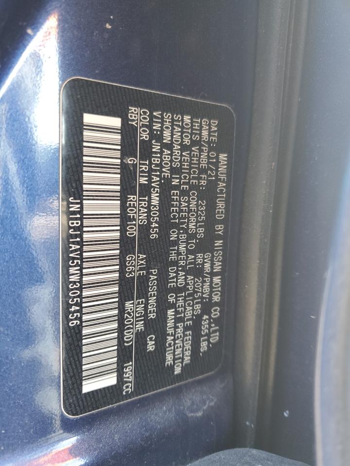 2021 Nissan Rogue VIN JN1BJ1AV5MW305456 Copart auction photo, front end damage thumbnail 12