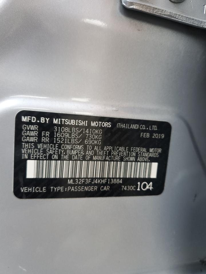 2019 Mitsubishi Mirage VIN ML32F3FJ4KHF13884 Copart auction photo, front end / rear end damage thumbnail 12