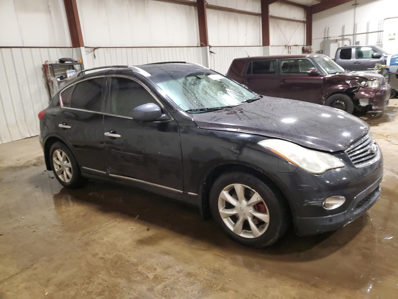 2010 Infiniti EX VIN JN1AJ0HR2AM755734 Copart auction photo, side / front end damage thumbnail 4