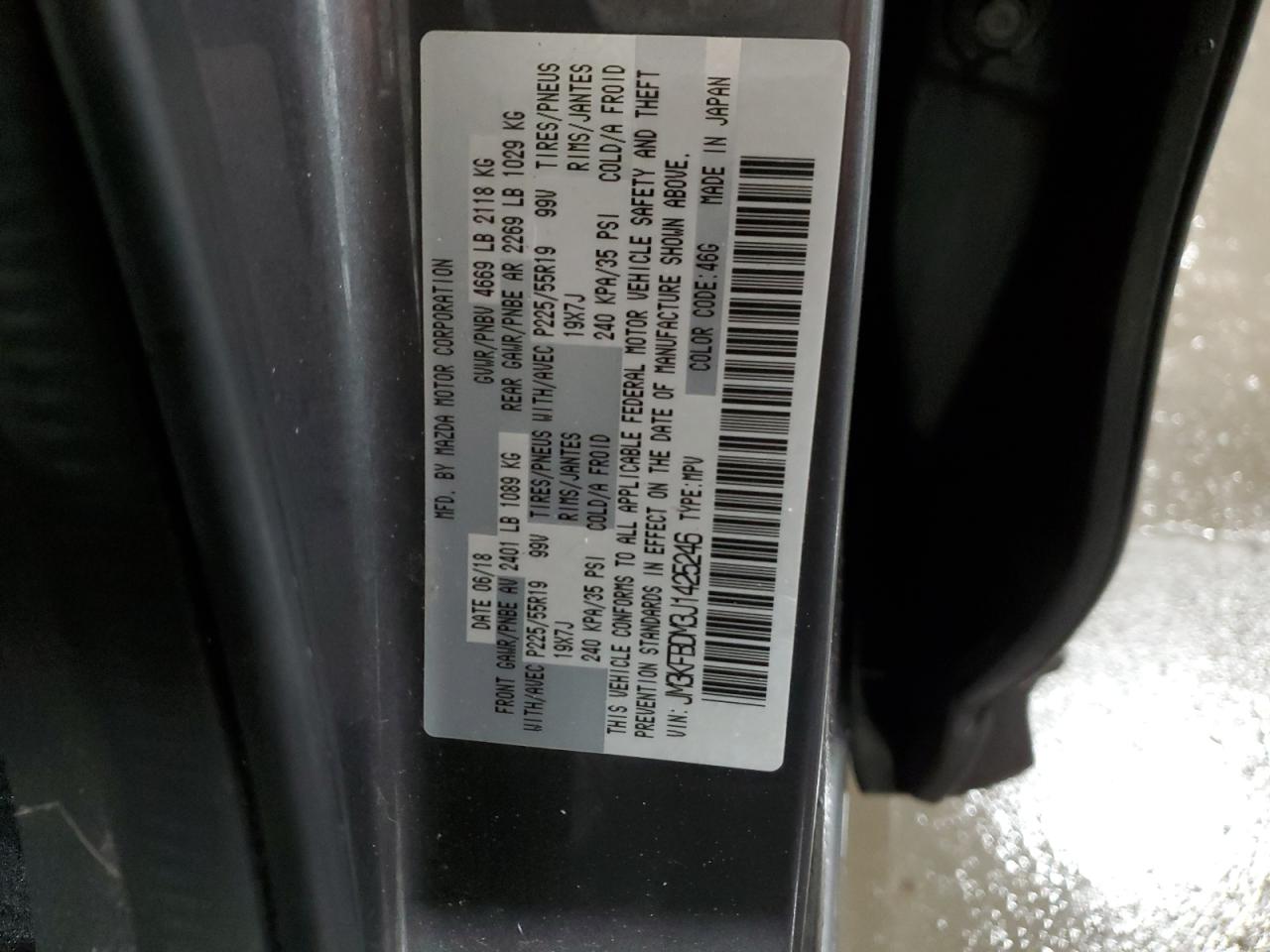 2018 Mazda CX-5 VIN JM3KFBDM3J1425246 Copart auction photo, side damage thumbnail 14