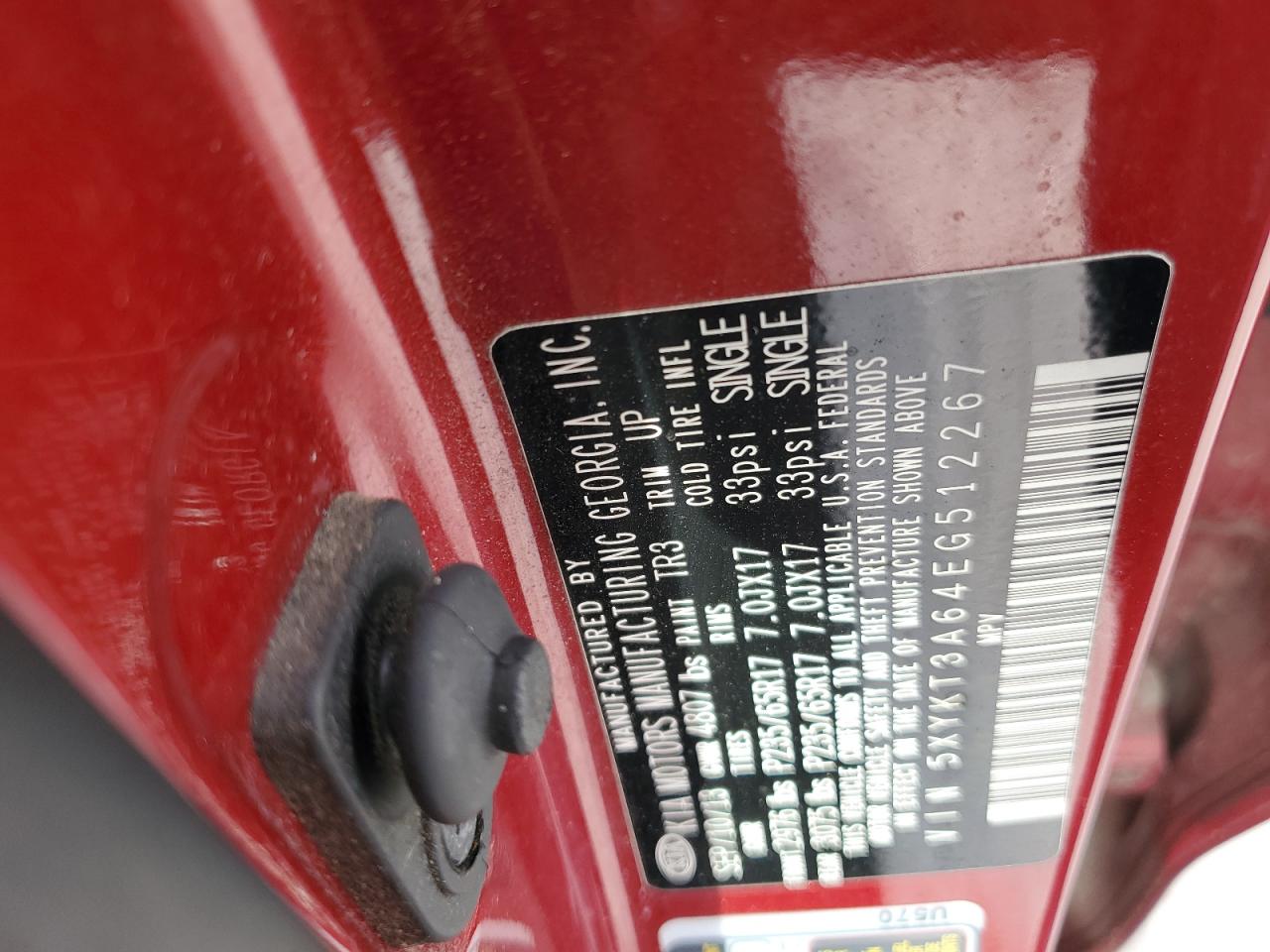 2014 KIA Sorento VIN 5XYKT3A64EG512267 Copart auction photo, side damage thumbnail 13