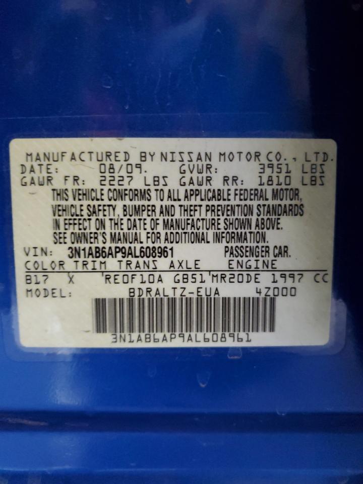 2010 Nissan Sentra VIN 3N1AB6AP9AL608961 Copart auction photo, front end damage thumbnail 13
