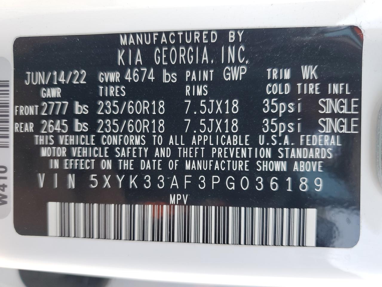 2023 KIA Sportage VIN 5XYK33AF3PG036189 Copart auction photo, front end / side damage thumbnail 15