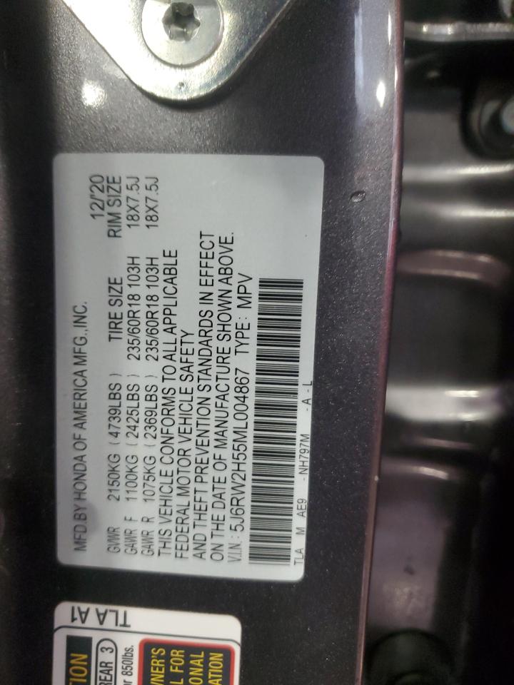 2021 Honda CR-V VIN 5J6RW2H55ML004867 Copart auction photo, front end damage thumbnail 13