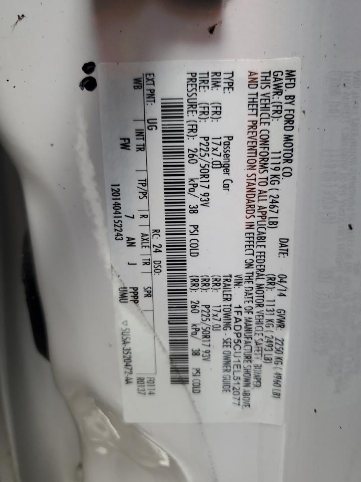 2014 Ford C-MAX VIN 1FADP5CU1EL512077 Copart auction photo, front end damage thumbnail 15