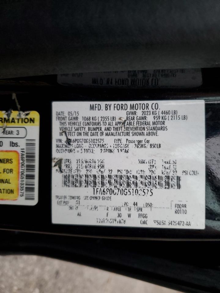 2016 Ford Fusion VIN 1FA6P0G70G5103575 Copart auction photo, rear end damage thumbnail 12