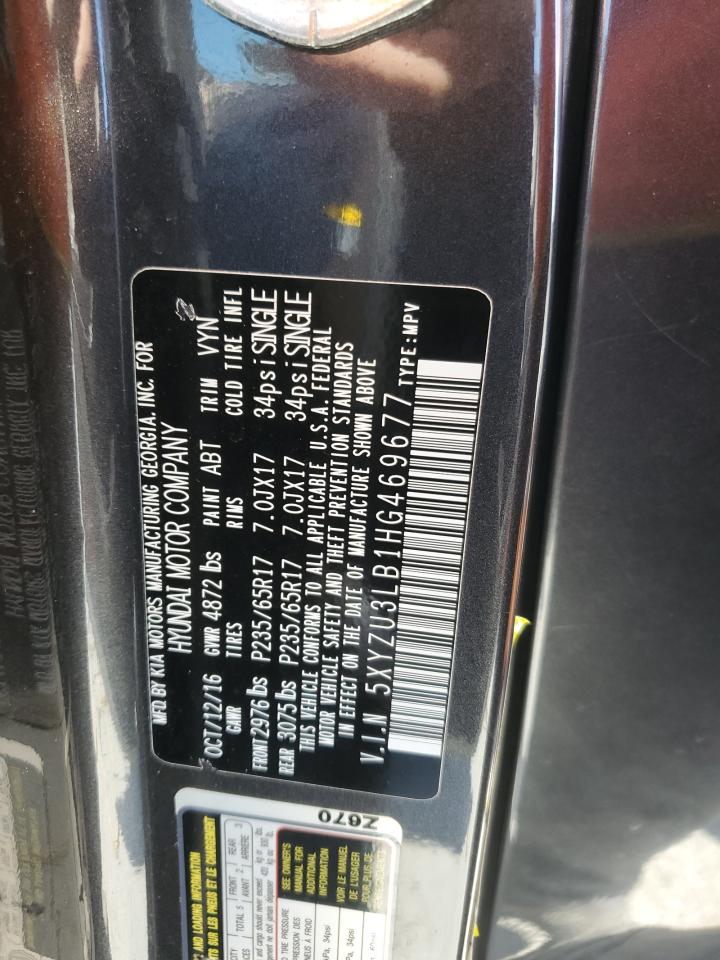 2017 Hyundai Santa Fe VIN 5XYZU3LB1HG469677 Copart auction photo, rear end damage thumbnail 14