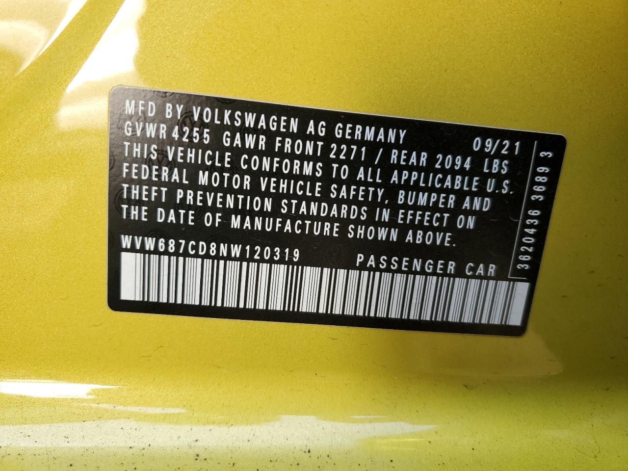 2022 Volkswagen GTI VIN WVW687CD8NW120319 Copart auction photo, front end / minor dent/scratches damage thumbnail 14