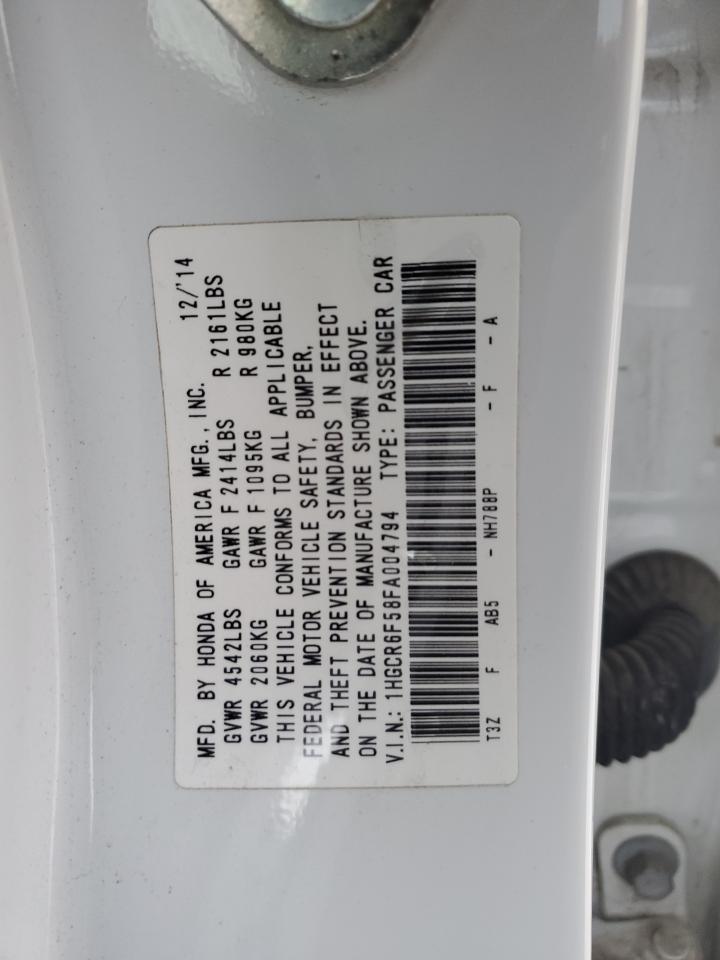 2015 Honda Accord VIN 1HGCR6F58FA004794 Copart auction photo, front end damage thumbnail 14