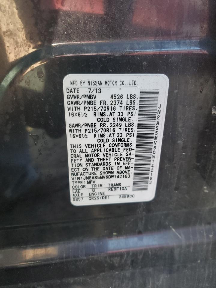 2013 Nissan Rogue VIN JN8AS5MV6DW142183 Copart auction photo, minor dent/scratches damage thumbnail 12