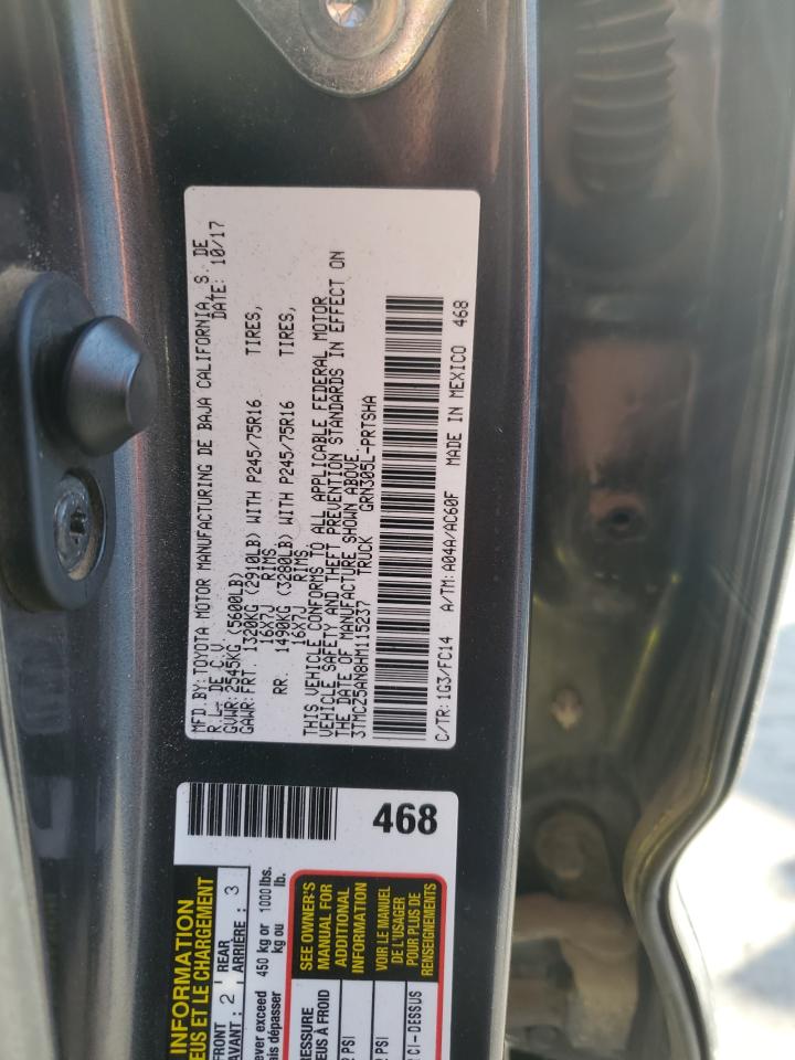 2017 Toyota Tacoma VIN 3TMCZ5AN8HM115237 Copart auction photo, front end damage thumbnail 14