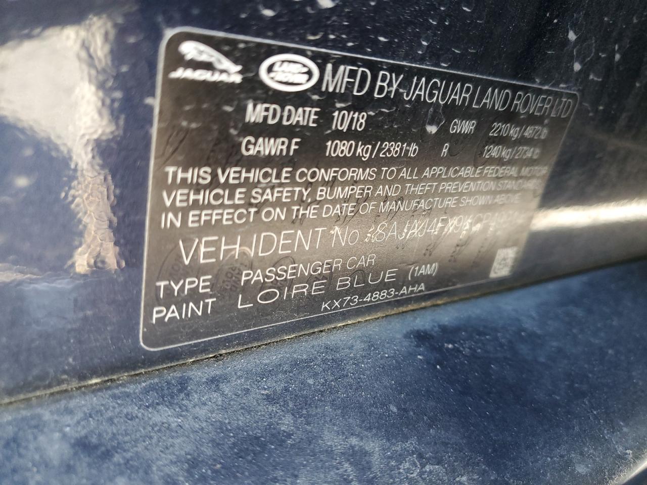 2019 Jaguar XE VIN SAJAJ4FX9KCP49914 Copart auction photo, front end / minor dent/scratches damage thumbnail 14