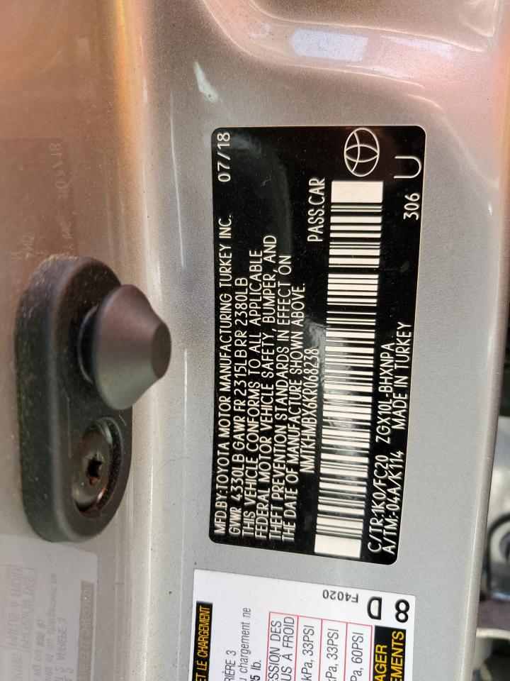 2019 Toyota C-HR VIN NMTKHMBX6KR068238 Copart auction photo, all over damage thumbnail 13