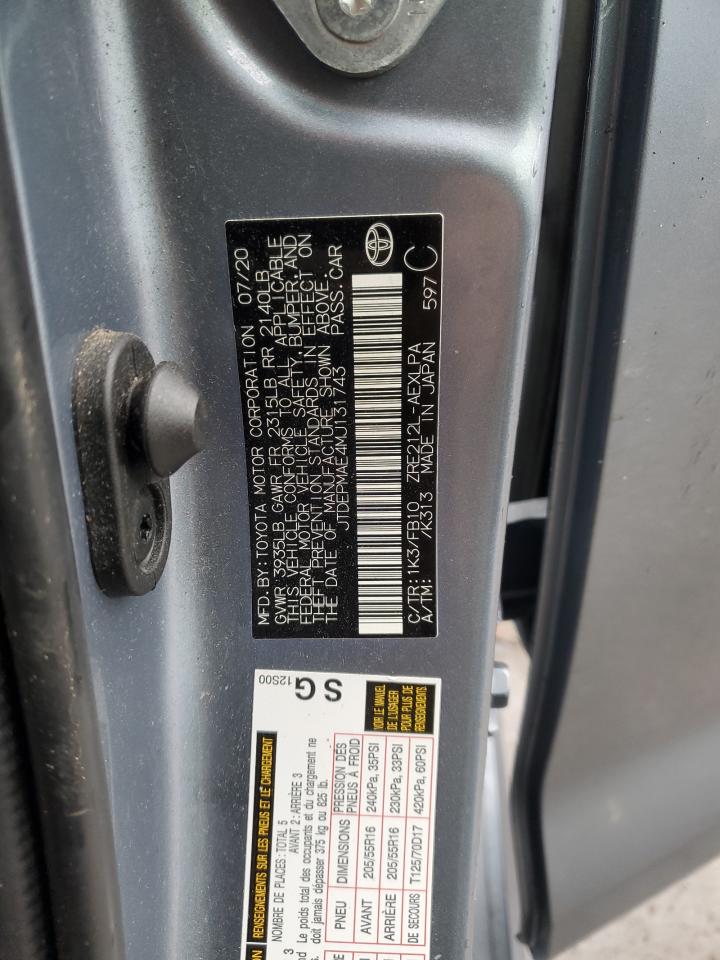 2021 Toyota Corolla VIN JTDEPMAE4MJ131743 Copart auction photo, front end damage thumbnail 12