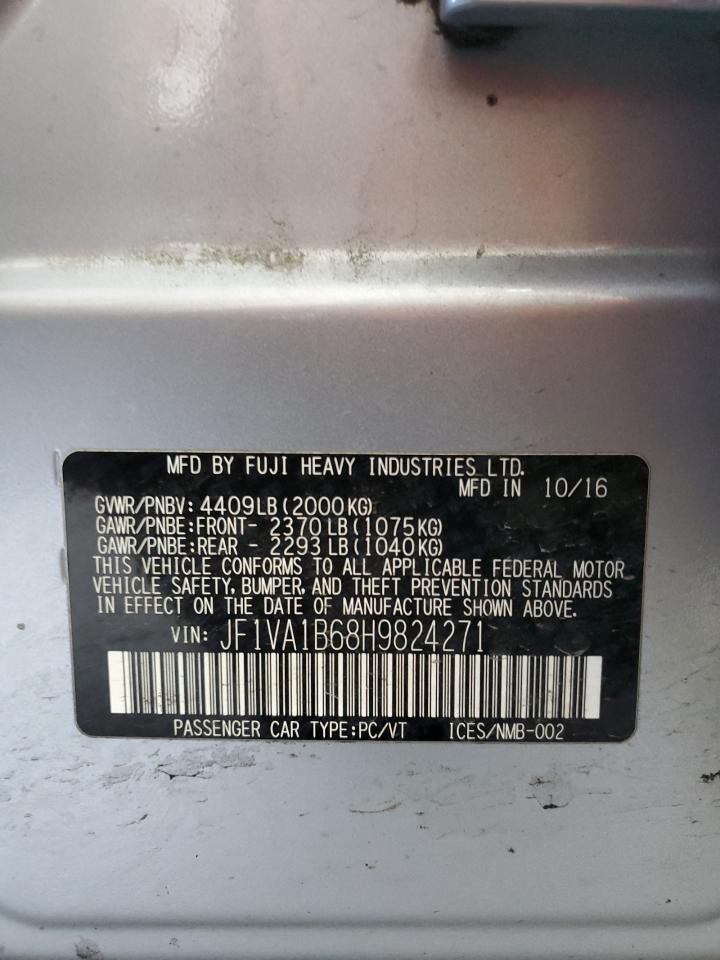 2017 Subaru WRX VIN JF1VA1B68H9824271 Copart auction photo, front end / side damage thumbnail 15