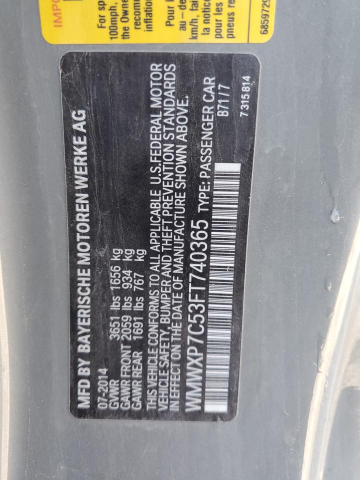 2015 MINI Cooper VIN WMWXP7C53FT740365 Copart auction photo, rear end damage thumbnail 12