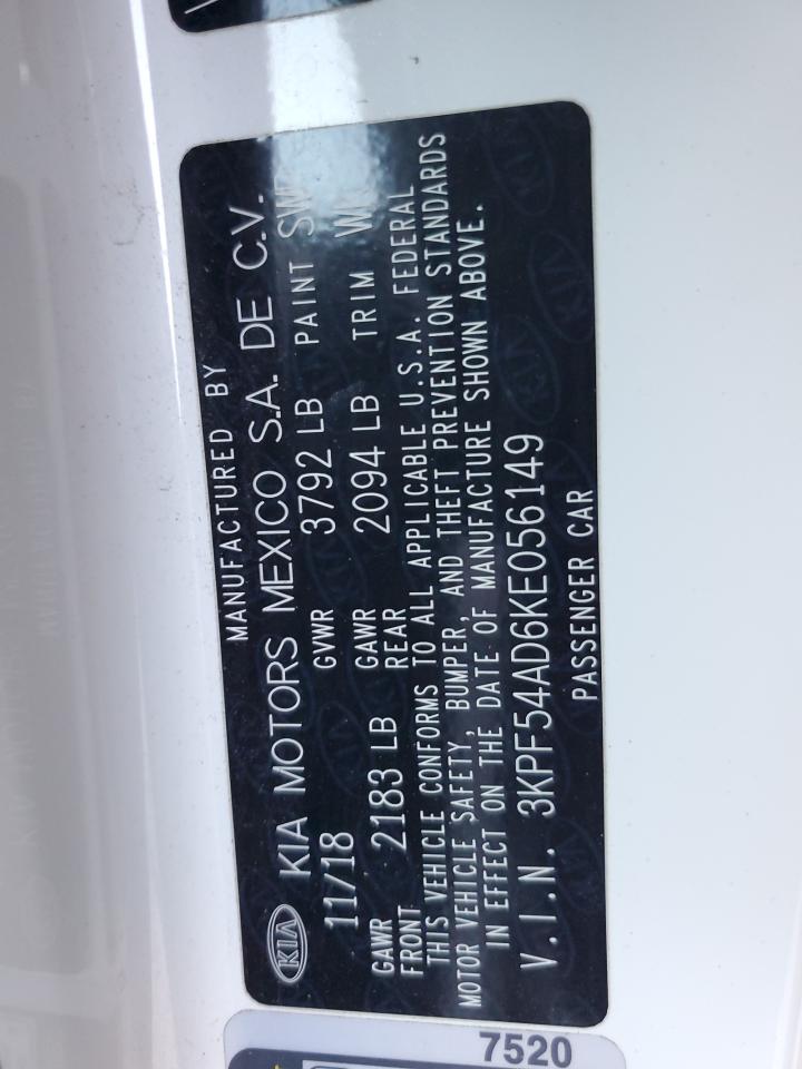 2019 KIA Forte VIN 3KPF54AD6KE056149 Copart auction photo, front end damage thumbnail 14